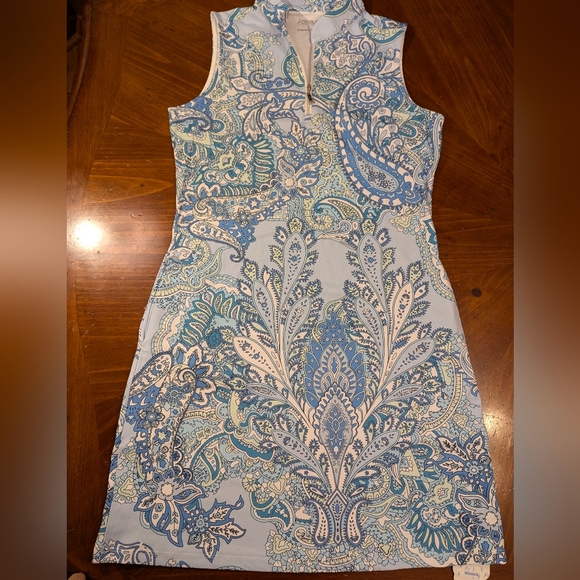 ACEGOLFS Blue Paisley Sleeveless Dress 2 Pockets Pickellball/Golf NWT Size Small - Picture 5 of 10